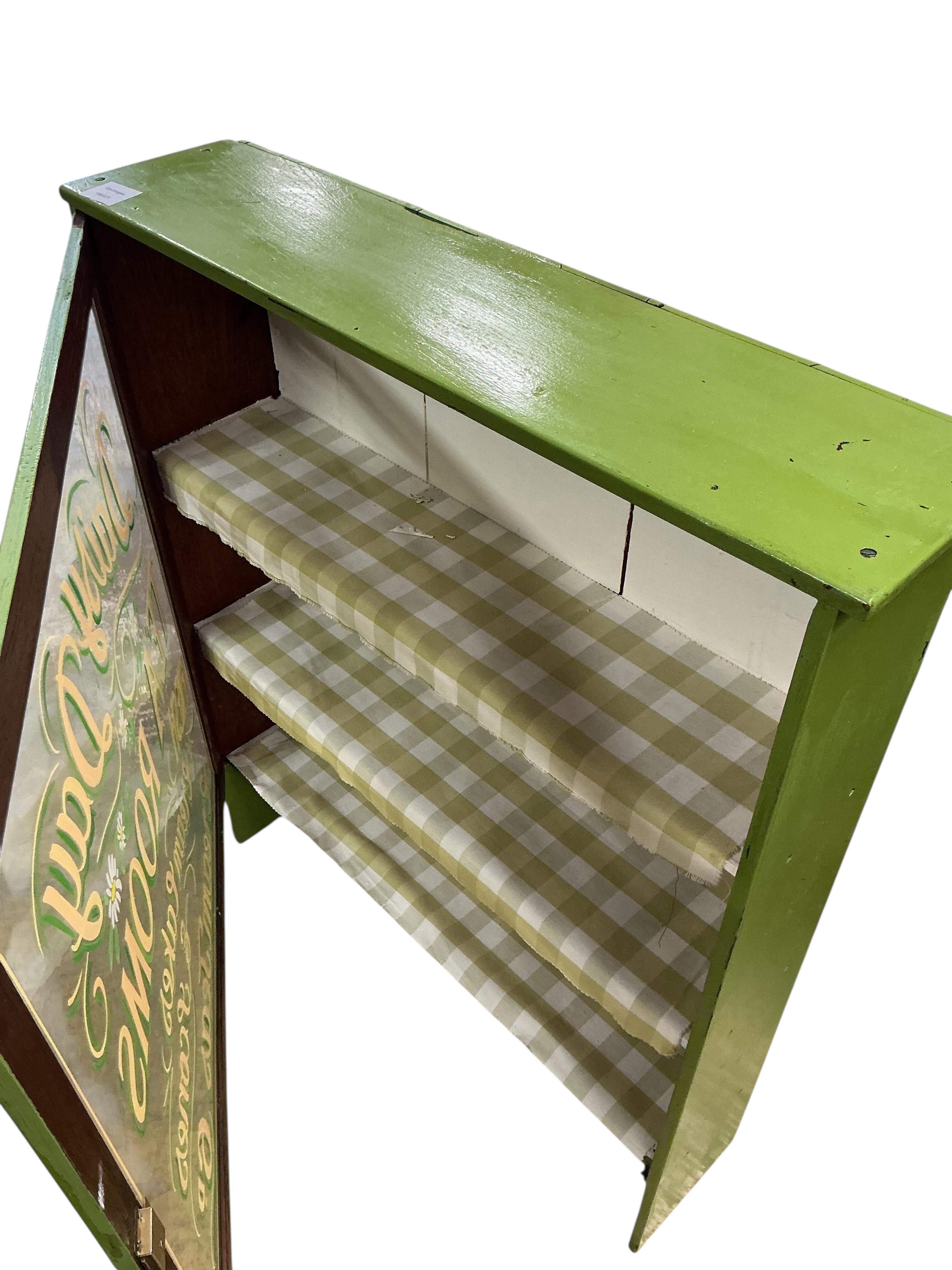 A vintage style Daisy Day Tea Rooms display cabinet, width 72cm, depth 17cm, height 85cm